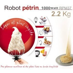 Robot Pétrin 3 en 1 inox 5L 1000 W 06Vitesses NOIR Robuste RPM37