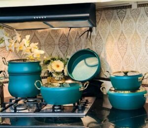 Batterie de cuisine Luxe Granite 11 pièces OMS Verte