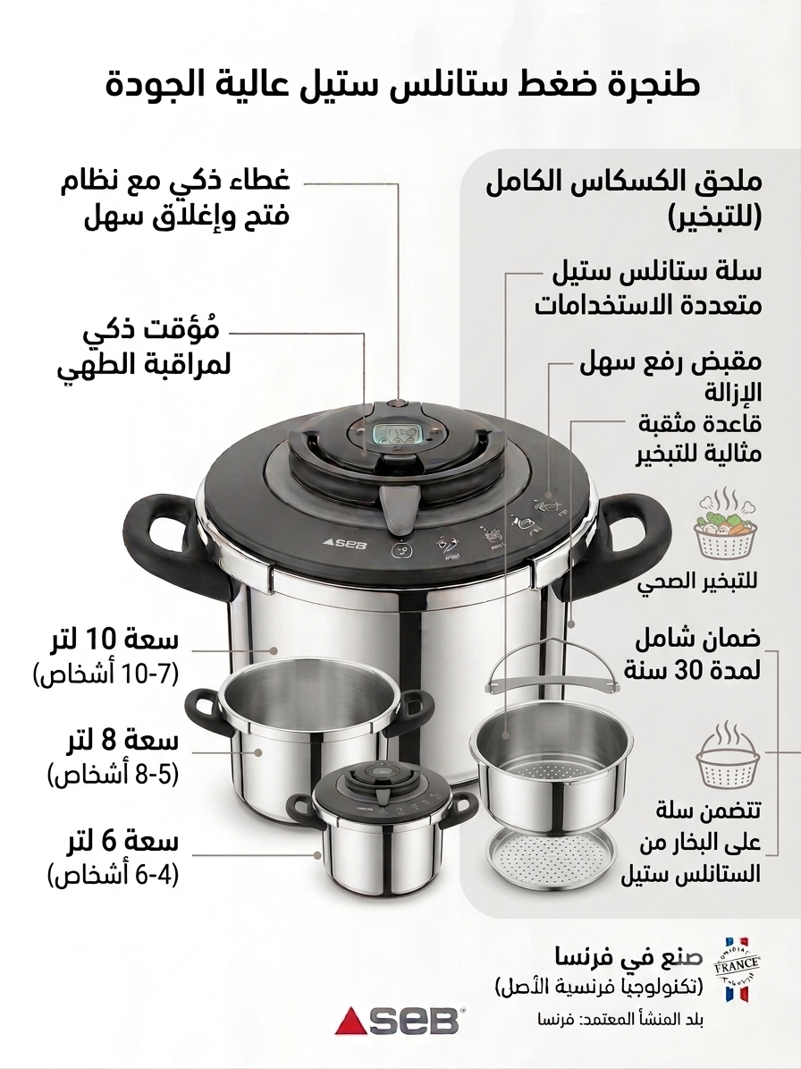 Cocotte minute clipso+ chef 6L 4programmes Seb