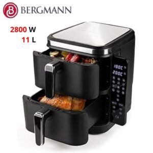 Bergmann Friteuse Air Fryer Sans Huile Double Bac Vertical Avec Fenêtre - 11 L 2800 W Bergmann BAF 9001W