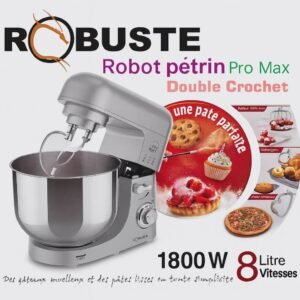 Pétrin Double Crochet 08L 1800W Robuste PRO MAX