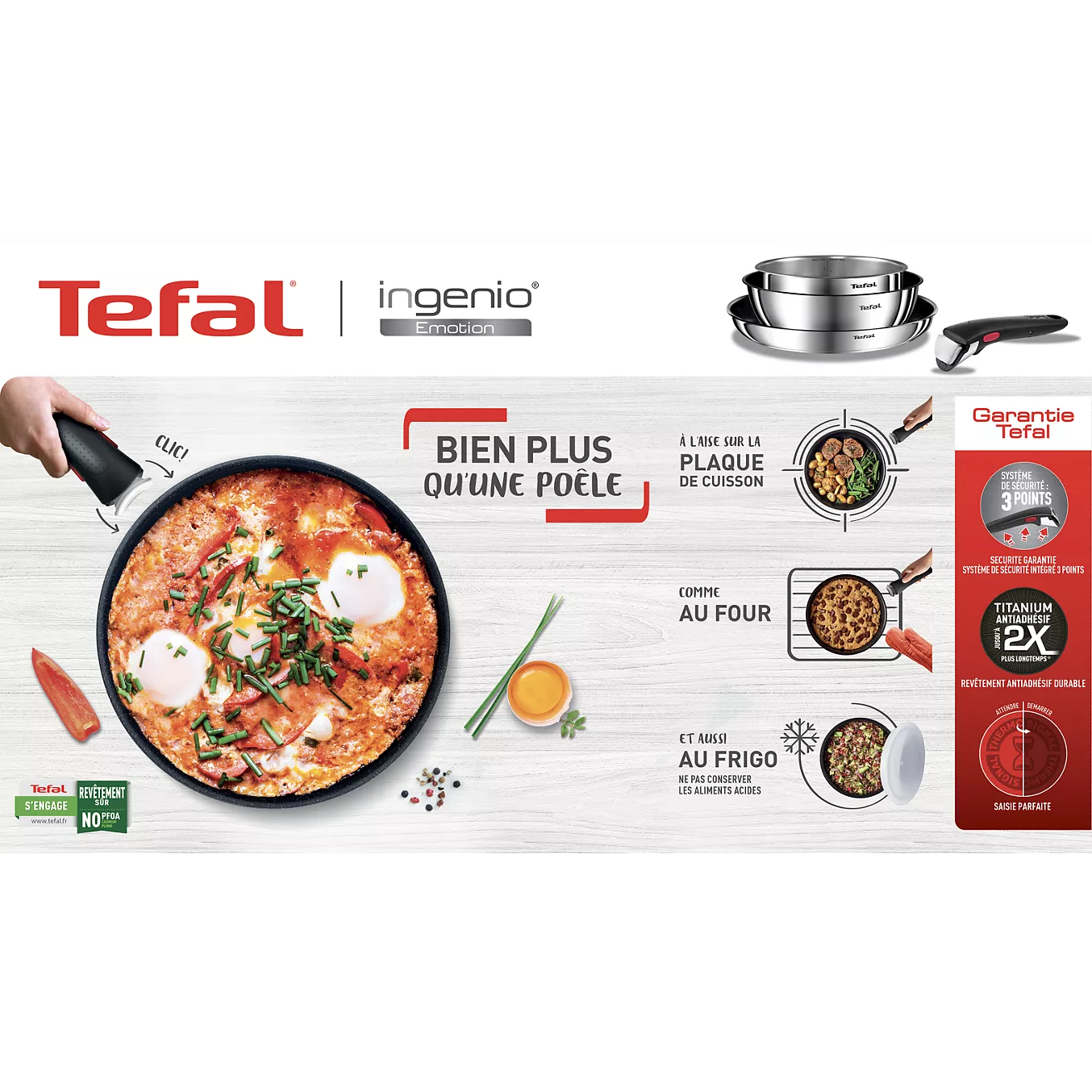 Batterie de cuisine TEFAL Ingenio Emotion 10pcs L897S104 – Image 2