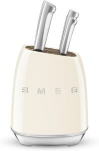 SMEG Set de Couteaux Professionnels 6 Pieces avec Bloc en Bois KBSF02CR  SMEG
