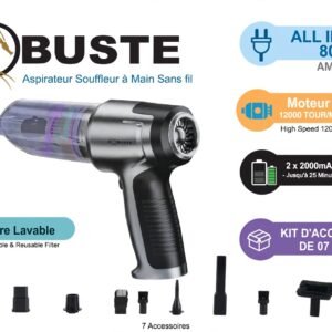 ROBUSTE AM 80 - Aspirateur Souffleur à Main Sans Fil - ALL IN ONE 80W