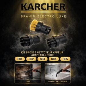 Kit de 3 Brosses Rondes Adaptable pour Nettoyeur Vapeur Kärcher SC1 SC2 SC3 SC4 SC5 - Brosse Laiton + 2 Brosses Nylon - Compatible EasyFix