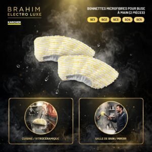 Bonnettes Microfibres pour Buse à Main - Lot de 2 Pièces - Compatible Kärcher SC1 / SC2 / SC3 / SC4 / SC5 - Pour Nettoyage Vapeur Salle de Bain et Cuisine