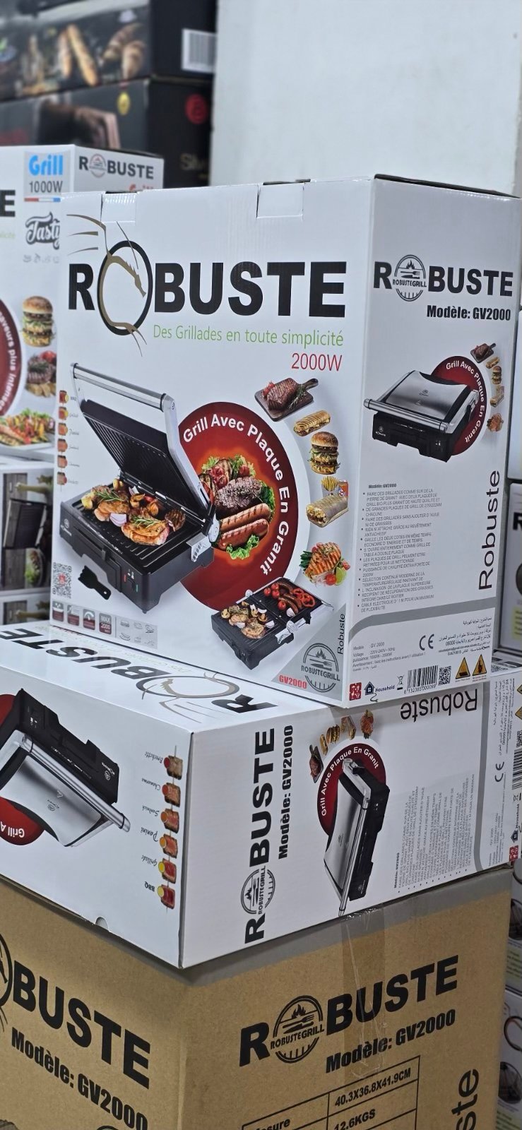 ROBUSTE Modèle GV2000 - Grill Panini & Viande 2000W - Plaque En Granit