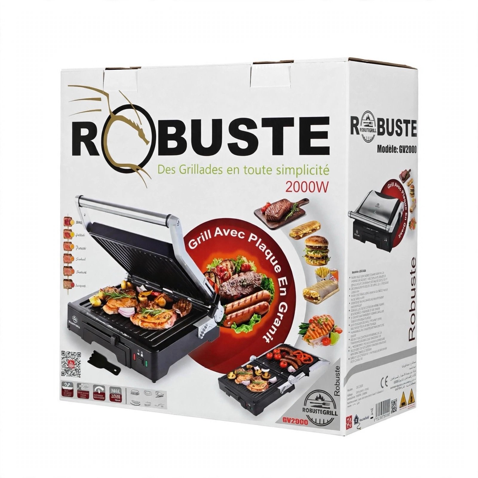 ROBUSTE Modèle GV2000 - Grill Panini & Viande 2000W - Plaque En Granit – Image 2